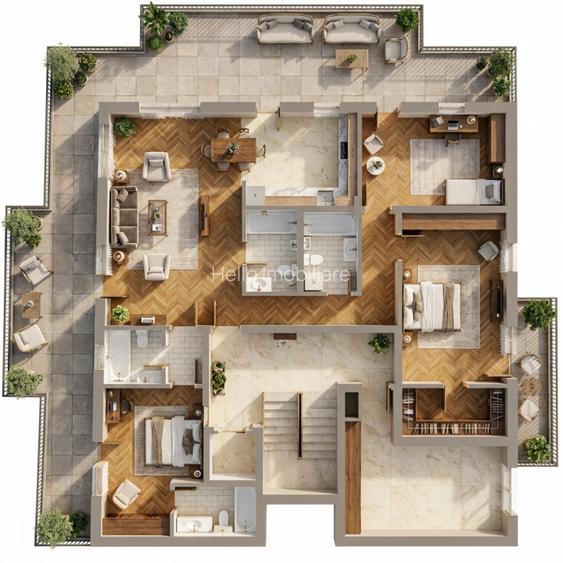 Apartament 4 CAM, SU 126.34 MP, 2 TERASE zona IRIS - 3