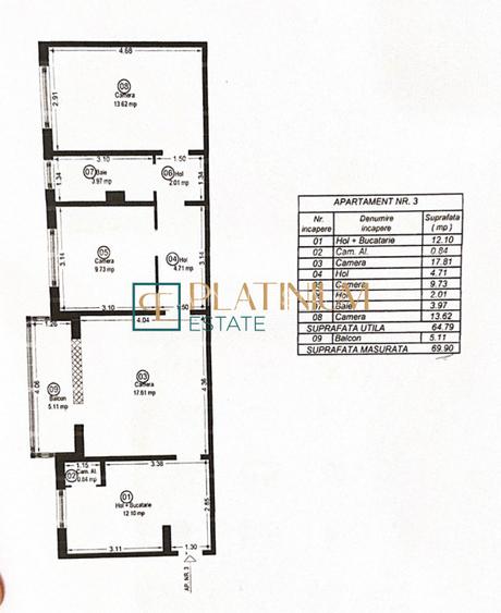 P4830 Apartament semidecomandat cu 3 camere in zona Girocului/Spitalul Judetean - 16
