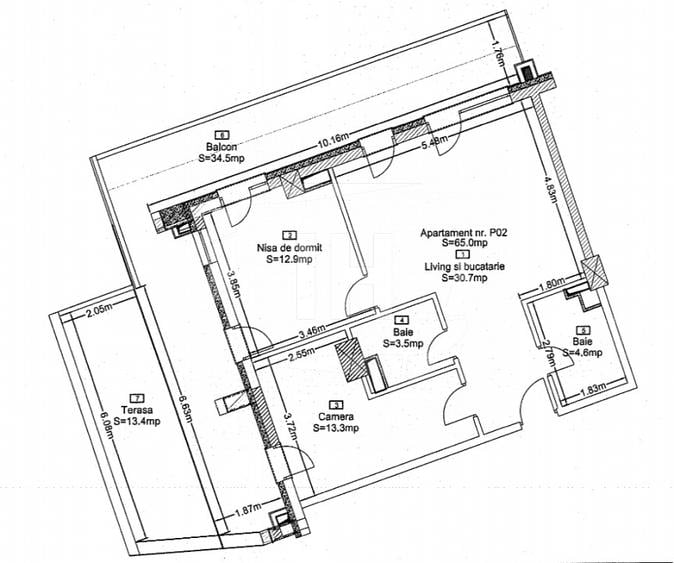 Apartament 3 camere, 2 bai, terasa, cu CF, TVA inclus, in complex premium!