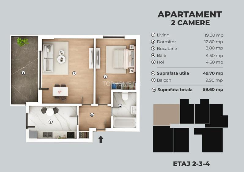 Apartament 2 camere, zona Grand Arena-Postalionului - 2