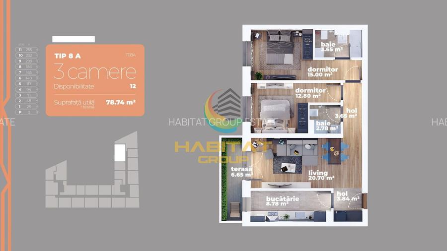 L.Rebreanu 3 camere decomandat 79 mp vis-a-vis AUCHAN TITAN - 2