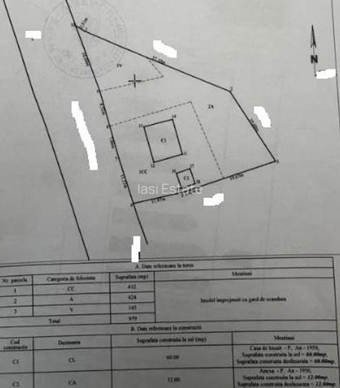 Miroslava teren 980mp intravilan cu casa batraneasca si utilitati - 3