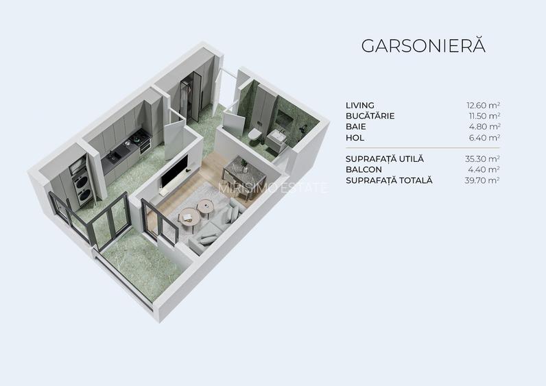 Garsoniera, Incalzire in pardoseala, Ideal de Investitie,  Metrou Berceni - 4