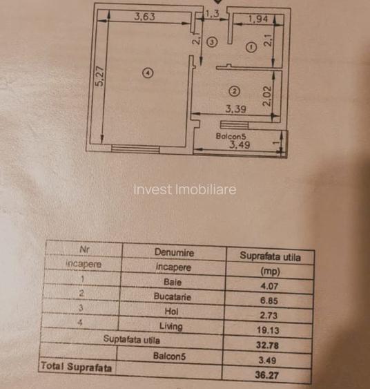 Apartament 1 camera decomandat, 36mp, etajul 2 , capat CUG - 7