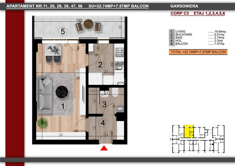 Garsoniera spatioasa, bloc nou ridicat, gata-4 luni, metrou Berceni - 4