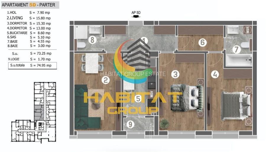 Apartament 3 Camere Finisaje Premium Zona Grand Arena 75 Mp - 2