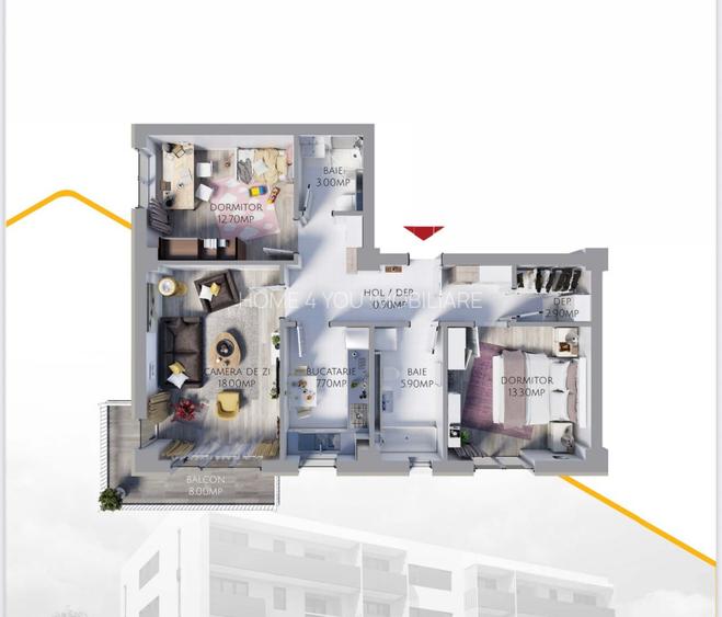 Apartament 3 camere premium-74 mp| Dressing | 2 băi | Bloc mic- 27 apartamente - 21
