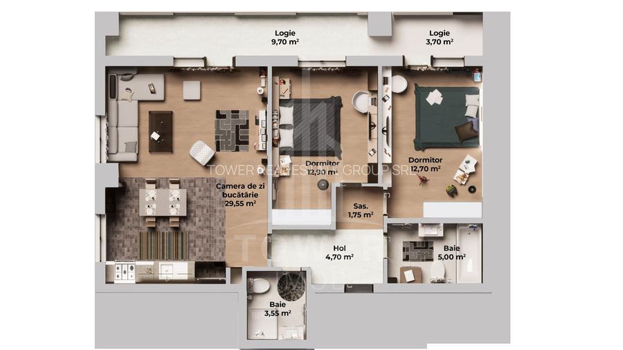 Apartament rezidențial NOU 3 camere - 3