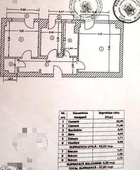 Apartament 2 camere 58 mp | decomandat | vedere pe fata | nemobilat | 3 balcoane - 8