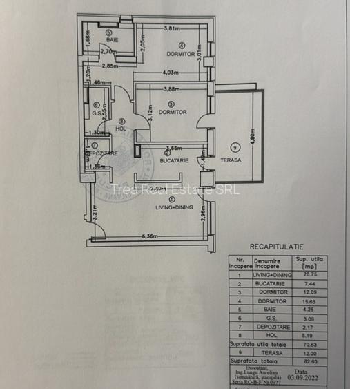 Apartament 3 camere - AMBIANCE RESIDENCE - Terasa 12 mp - 12