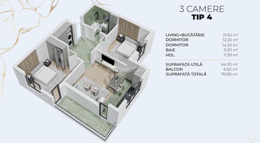 Apartament cu 3 camere,  Dimitrie Leonida/ Berceni - 3