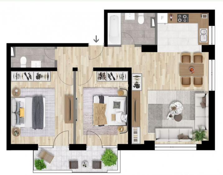 Apartament 3 camere, 70,75mp, zona Intre Lacuri.  - 4