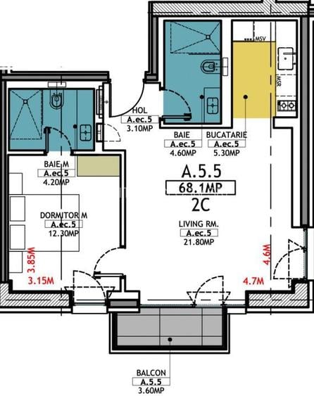 Stațiunea Mamaia - Vânzare apartament cu 2 camere, 2 bai si terasa - 39