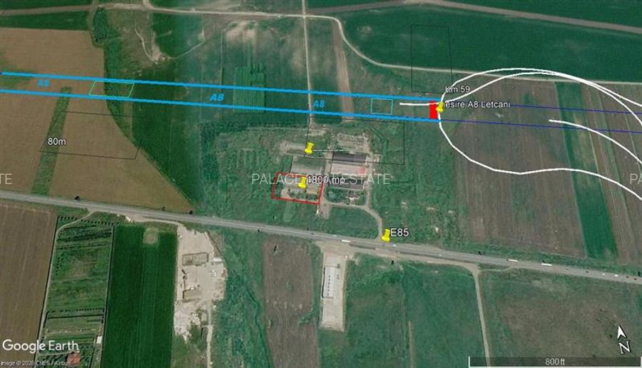 Teren industrial 4800 mp cu deschidere la E85, langa nodul A8 Letcani - 2