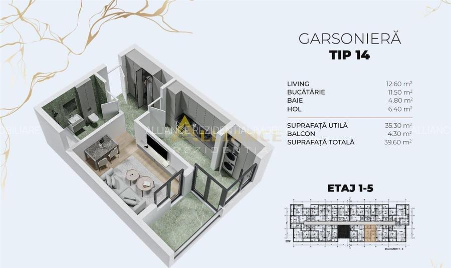 Garsoniera decomandata | 39 MP | Metrou Berceni - 9