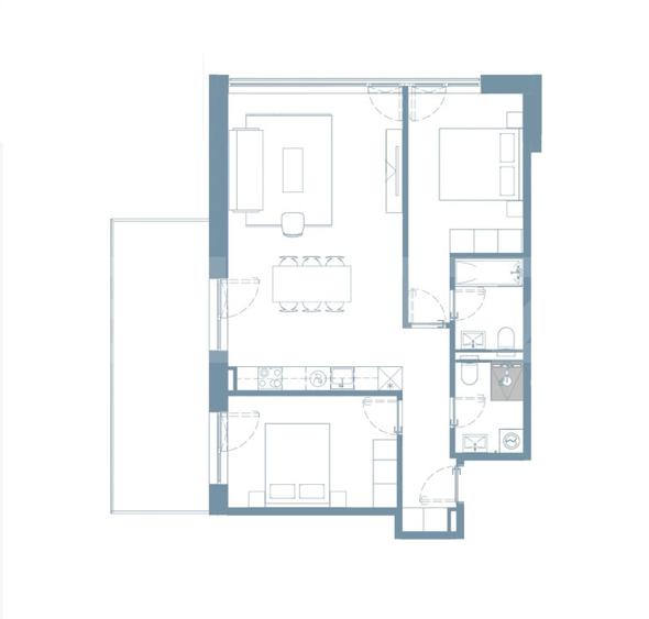 Comision 0 ! Ray by Hexagon - 3 camere, 74 mp, 2 Bai, Terasa 18 mp - 2