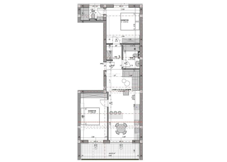 Apartament 3 camere, 2 bai, balcon, aer conditionat | jaluzele electr.