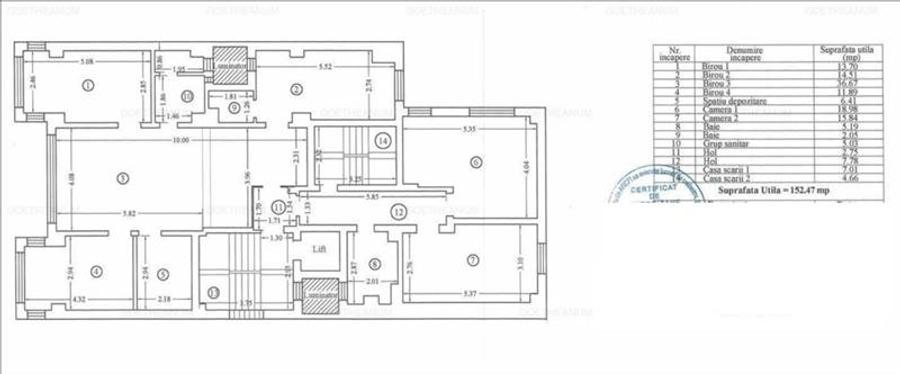 Birou 144mp central, etaj 1, 8,5E/mp+TVA