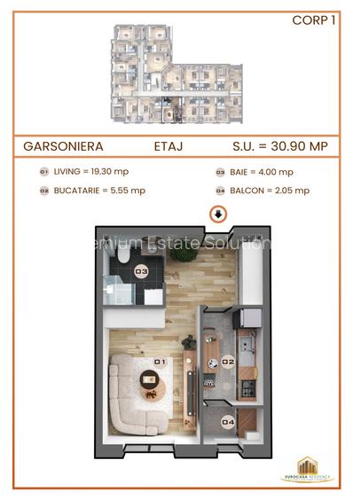 VANZARE GARSONIERA DECOMANDATA CU BALCON-PROIECT NOU MILITARI STR TINERETULUI - 2