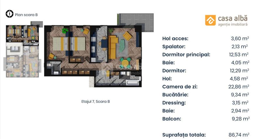 PROIECT NOU | apartament 3 camere LA CHEIE | Pacurari - Alpha Bank - 9