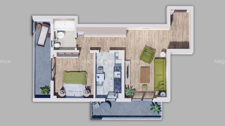 52C Apart 2 cam, 2 terase, 2 fatade, Vedere SUD+EST, Metrou - 4