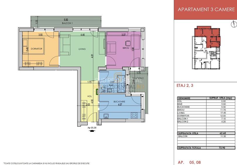Apartament spatios, 3 camere, 74 mp, zona Grand Arena, gata de mutare - 1