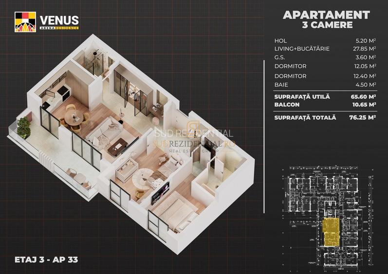 Locuinta moderna cu 3 camere si balcon - Metrou Aparatorii Patriei - 1