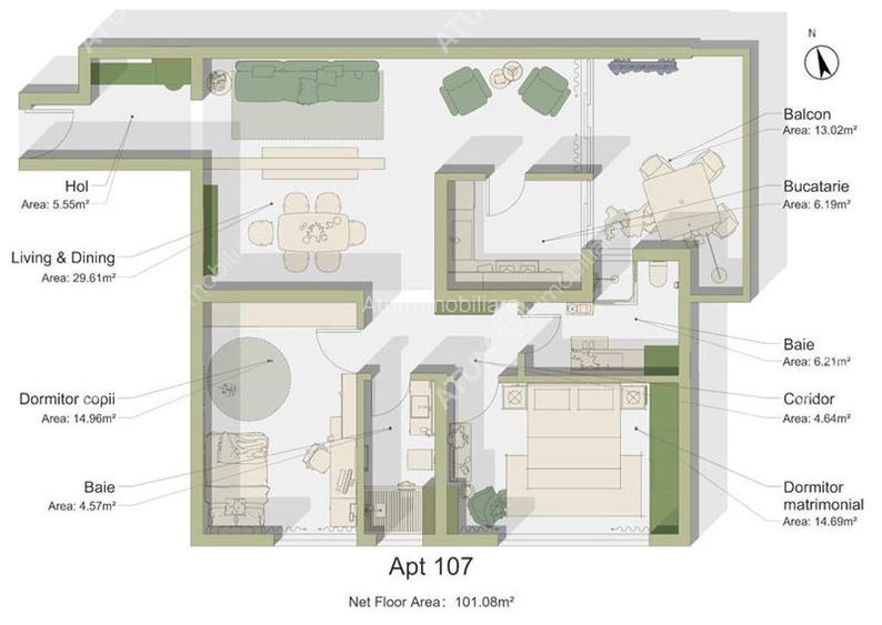 Apartament cu 3 camere si balcon in zona Calea Surii Mici din Sibiu - 14