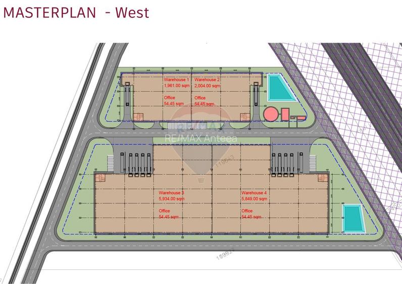 Teren logistic, PUZ aprobat, 7,63 ha, platforme + hale 23.396 mp. A0 - 5