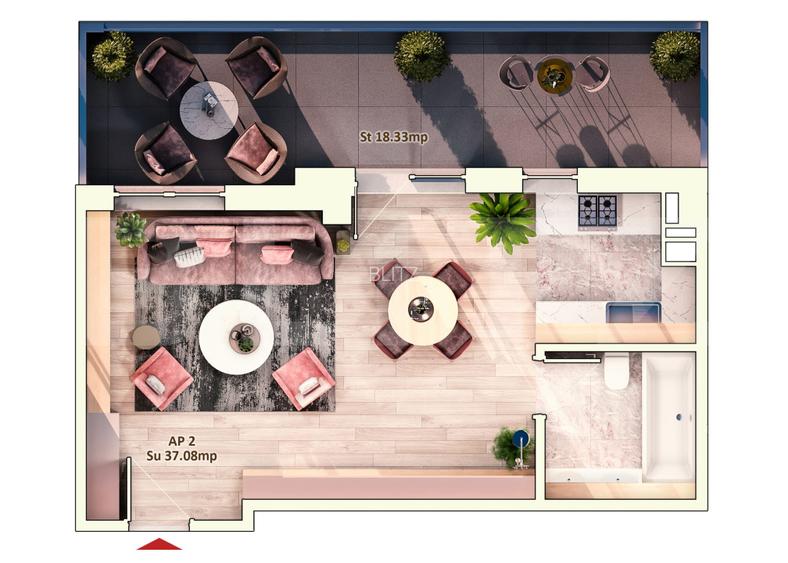 Apartament 1 Camera, 37 mp, Terasa 18 mp, Zona Dorobantilor - 3