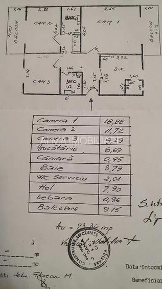 Apartament 3 camere decomandat, 2 balcoane, Grigorescu, etaj intermediar! - 12