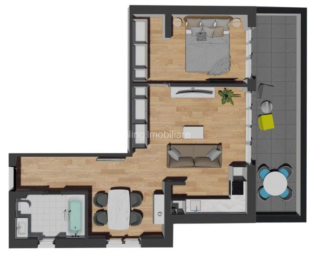 Apartament de 2 camere, 53,45 mp, terasa 15,36 mp, zona VIVO - 8