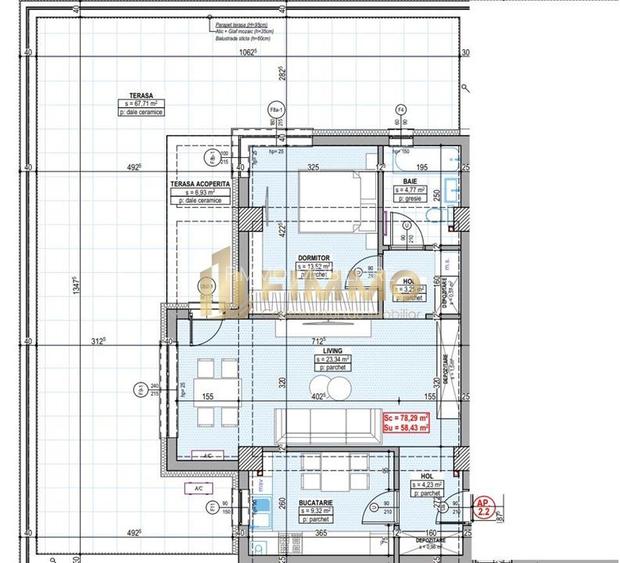 Apartamente 3 cam | 59mp | Terasa 68mp  | Traian Vuia | ID:1586 - 2
