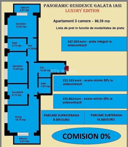 Apartament 3 camere de vanzare in Iasi, Galata, 86,59 mp, bloc nou - 2