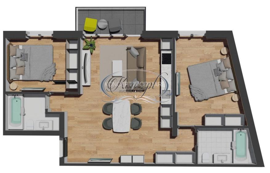 Apartament nou, cu CF, zona VIVO - 2