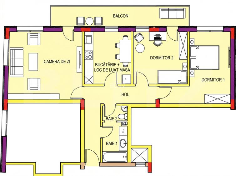 Apartament 3 camere, 2 Bai, Decomandat, 80 mp, Imobil Nou, Zona Rivus - 3