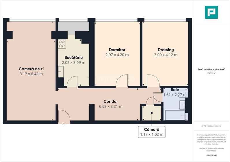 Apartament cu 3 camere, etaj intermediar - 18