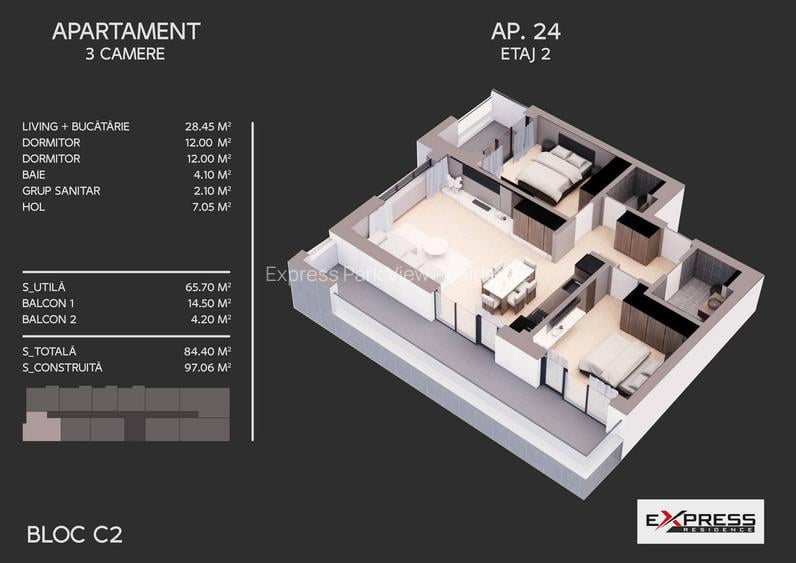 Apartament cu 3 camere modern, compartimentare eficienta, Parcul Tudor Arghezi - 1