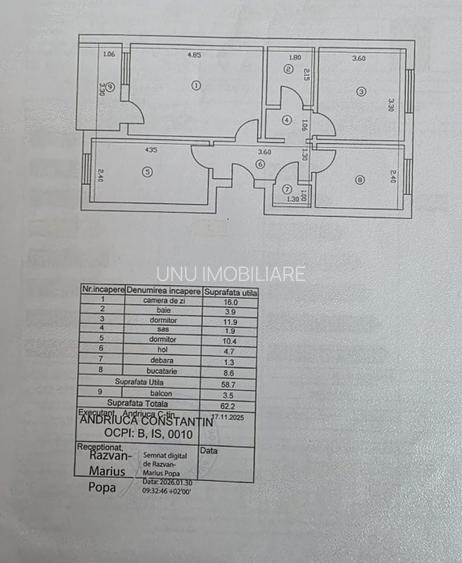 Tatarasi-Tudor Center-3 Camere Decomandat 62mp-dubla vedere - 2