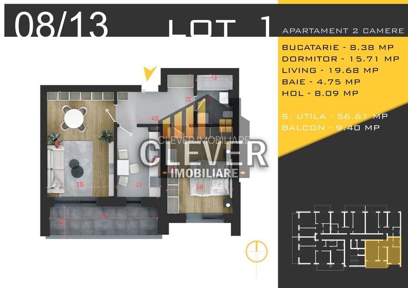 Apartament 2 Camere 66mp - Comision 0%, Pallady - metrou Teclu - 1