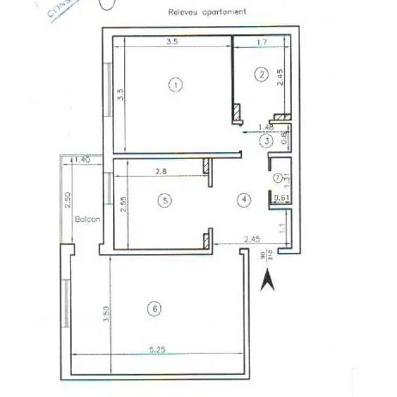 Apartament cu 2 camere decomandat, etaj 1/4, zona Dacia - 6