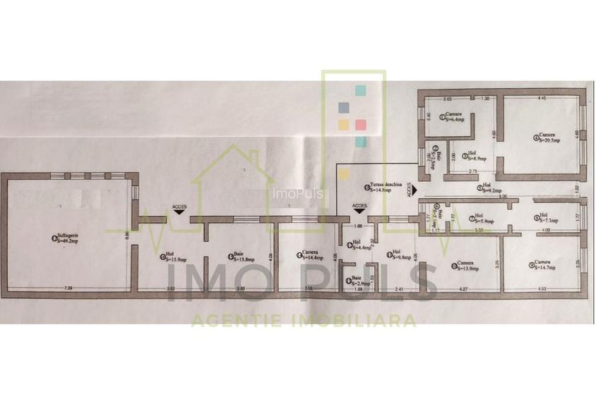 Casa individuala. 2 fronturi de pe 2 strazi (fata-spate). Se poate imparti in 2 - 1