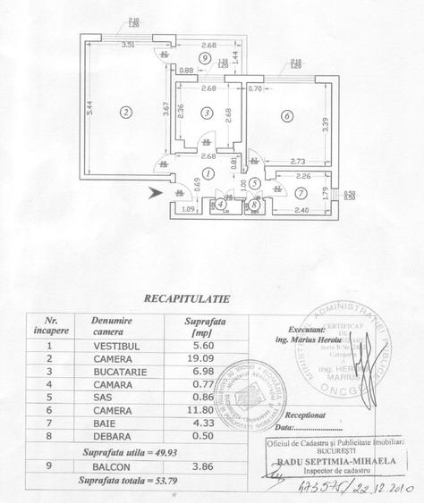 2 camere transformat in 3 | Aviatiei - Borsa | Loc parcare - 16