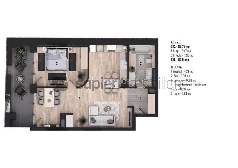 Apartament nou, modern cu 2 camere - Ultracentral -  Cuza Voda - 2