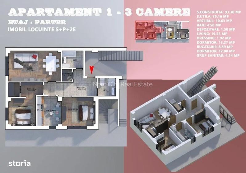 De vanzare 3 camere | Metrou 1 Mai | Grivita | 2x Parcare / comison 0% - 14