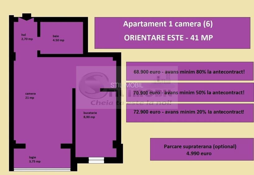 Apartament, 1 camera nou de vanzare in Iasi Valea Lupului, bloc 2025 - 2