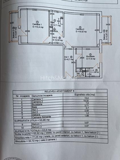 Apartament 2 camere, 56 mp, 2 balcoane – Giroc- Comision 0% - 1