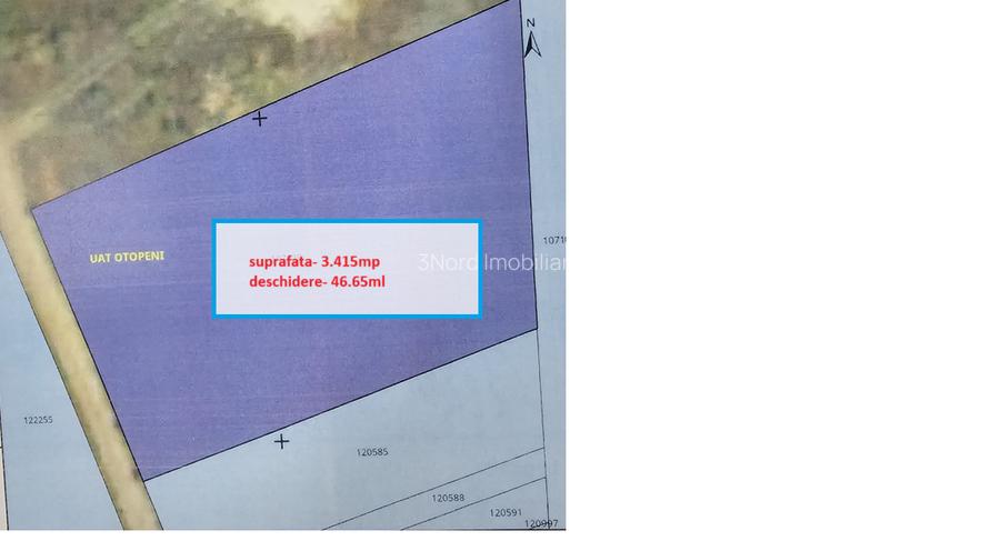 Otopeni-Ferme, teren intravilan 3.415mp, 46.65ml deschidere - 3