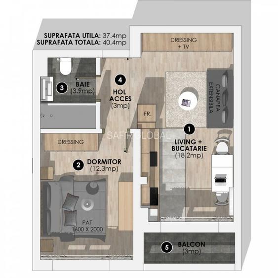 Inchiriez apartament 2 camere LUX - 6