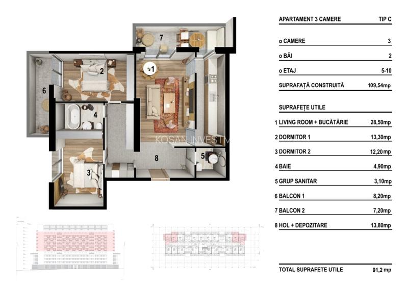 Apartament 3 Camere/ Complex Rezidențial Exclusivist cu Piscină - 1